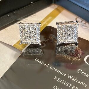 Moissanite Square Stud Men’s Earrings 925 Sterling Silver
